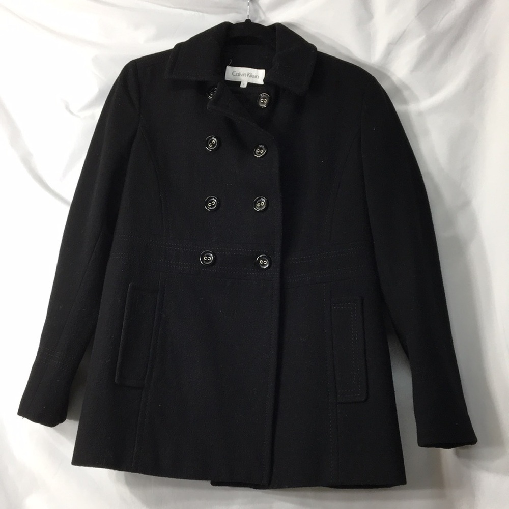 Calvin Klein Women’s Wool Double-Breasted Pea Coat Size 4 Like-NEW Condition
